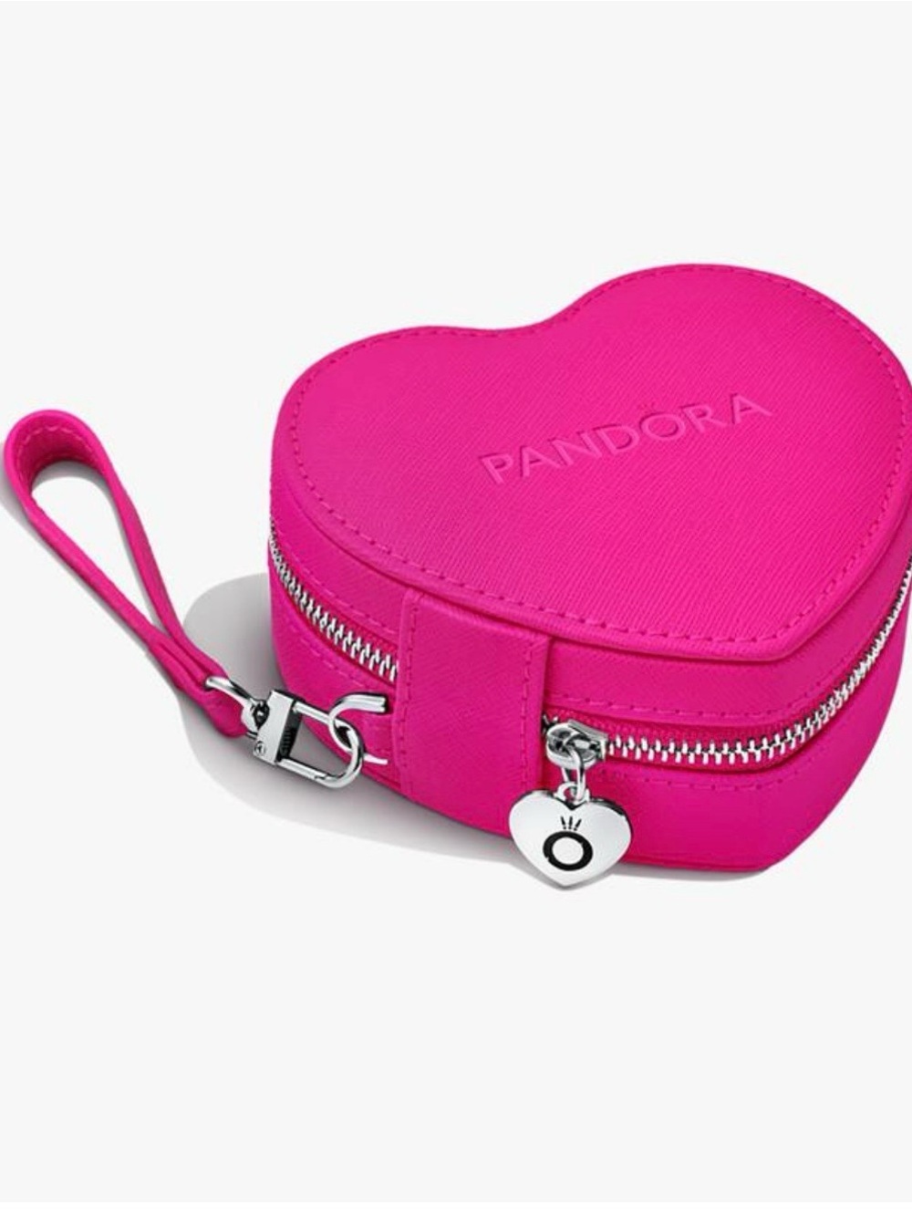 Pandora Bright Fuchsia Heart Jewelry Case with Wristlet